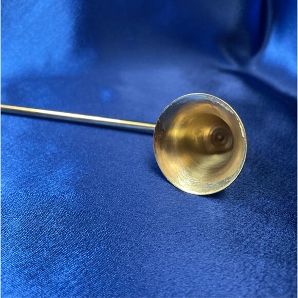 Brass Candle Snuffer with Green Glaze on Bell and Handle - Picture 5 of 5